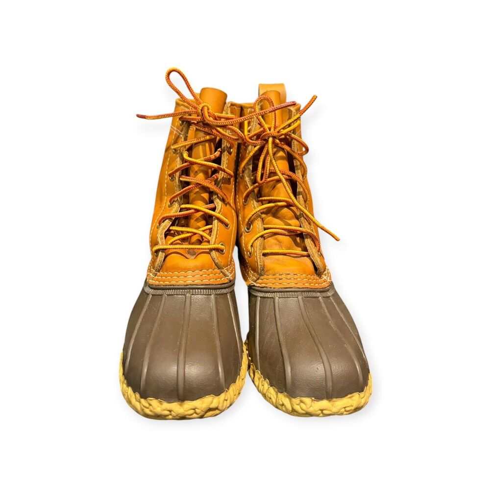 LL Bean Boots 8 Inch Women's Tan Brown Leather Duck Boots Size 6M Maine